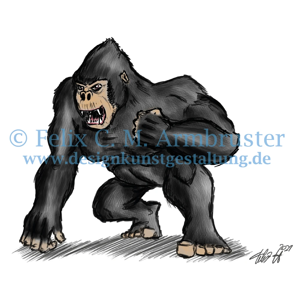 Tierbuch-Illustration - Gorilla